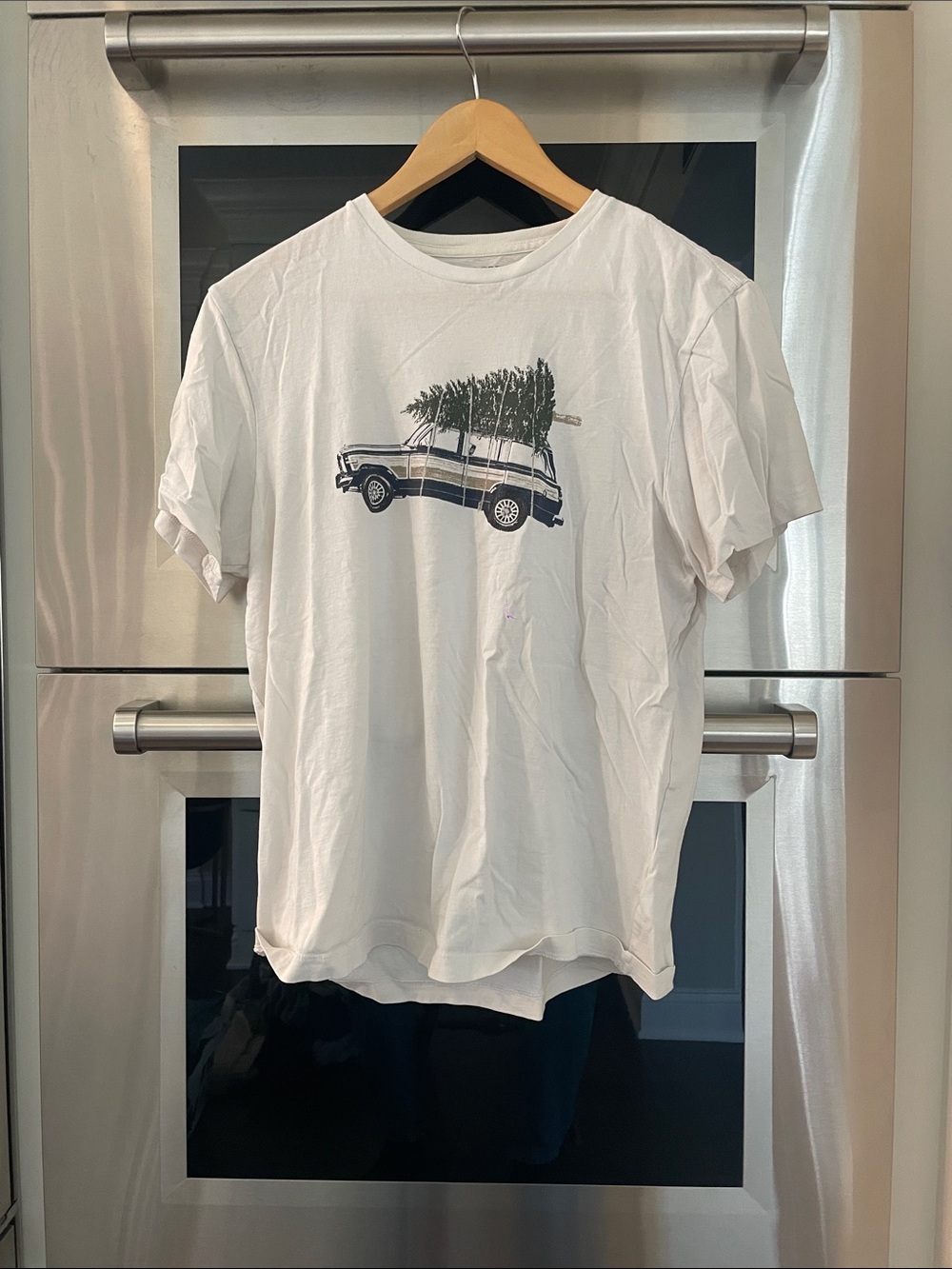 J. Crew White Short-Sleeve Tee with Truck & Tree Graphic